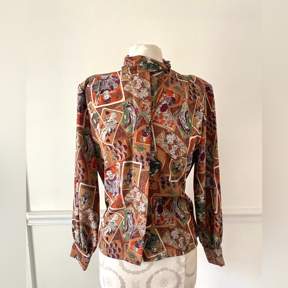 Vintage Pendleton playing card long sleeve button down blouse